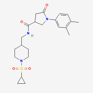 N-((1-(cyclopropylsulfonyl)piperidin-4-yl)methyl)-1-(3,4-dimethylphenyl)-5-oxopyrrolidine-3-carboxamide