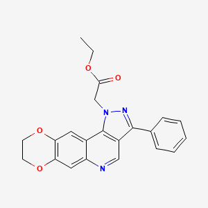 ethyl 2-(3-phenyl-8,9-dihydro-1H-[1,4]dioxino[2,3-g]pyrazolo[4,3-c]quinolin-1-yl)acetate