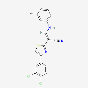molecular formula C19H13Cl2N3S B2769734 (E)-2-(4-(3,4-dichlorophenyl)thiazol-2-yl)-3-(m-tolylamino)acrylonitrile CAS No. 450352-89-3