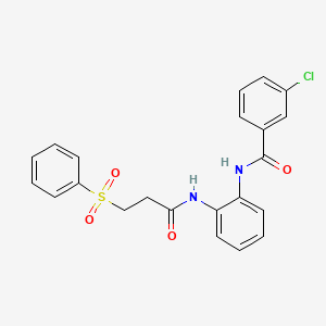 3-chloro-N-(2-(3-(phenylsulfonyl)propanamido)phenyl)benzamide