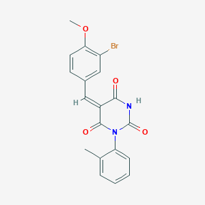 (5E)-5-[(3-bromo-4-methoxyphenyl)methylidene]-1-(2-methylphenyl)-1,3-diazinane-2,4,6-trione