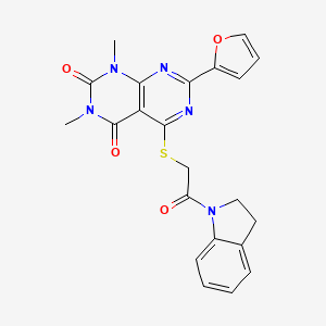 7-(furan-2-yl)-5-((2-(indolin-1-yl)-2-oxoethyl)thio)-1,3-dimethylpyrimido[4,5-d]pyrimidine-2,4(1H,3H)-dione