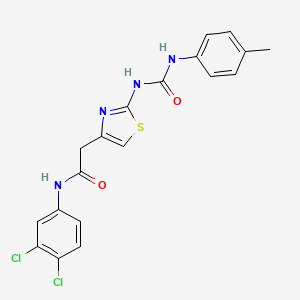 molecular formula C19H16Cl2N4O2S B2769761 N-(3,4-dichlorophenyl)-2-(2-(3-(p-tolyl)ureido)thiazol-4-yl)acetamide CAS No. 921499-08-3