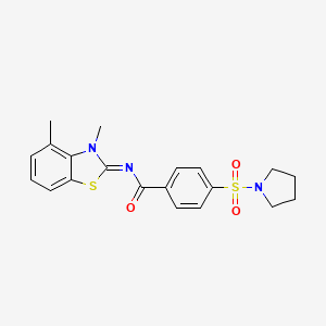 molecular formula C20H21N3O3S2 B2769791 N-[(2E)-3,4-dimethyl-2,3-dihydro-1,3-benzothiazol-2-ylidene]-4-(pyrrolidine-1-sulfonyl)benzamide CAS No. 850910-91-7