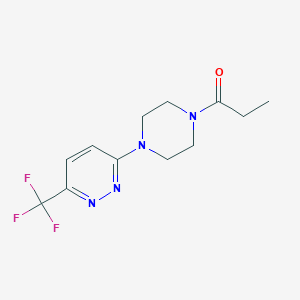 molecular formula C12H15F3N4O B2769792 1-{4-[6-(Trifluoromethyl)pyridazin-3-yl]piperazin-1-yl}propan-1-one CAS No. 2380175-06-2
