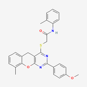 2-((2-(4-methoxyphenyl)-9-methyl-5H-chromeno[2,3-d]pyrimidin-4-yl)thio)-N-(o-tolyl)acetamide