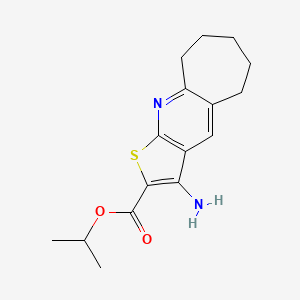 molecular formula C16H20N2O2S B2769797 propan-2-yl 6-amino-4-thia-2-azatricyclo[7.5.0.0^{3,7}]tetradeca-1,3(7),5,8-tetraene-5-carboxylate CAS No. 625372-00-1