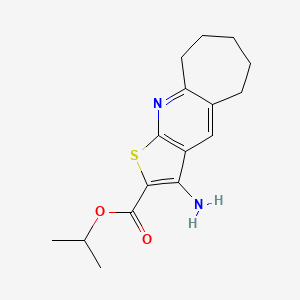 molecular formula C16H20N2O2S B2769797 isopropyl 3-amino-6,7,8,9-tetrahydro-5H-cyclohepta[b]thieno[3,2-e]pyridine-2-carboxylate CAS No. 625372-00-1