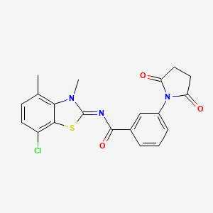molecular formula C20H16ClN3O3S B2769806 (Z)-N-(7-chloro-3,4-dimethylbenzo[d]thiazol-2(3H)-ylidene)-3-(2,5-dioxopyrrolidin-1-yl)benzamide CAS No. 868369-95-3
