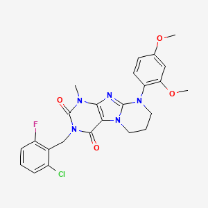 3-(2-chloro-6-fluorobenzyl)-9-(2,4-dimethoxyphenyl)-1-methyl-6,7,8,9-tetrahydropyrimido[2,1-f]purine-2,4(1H,3H)-dione