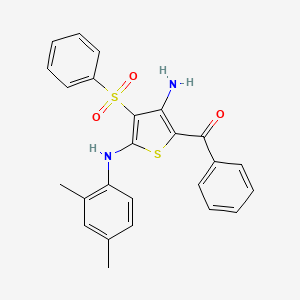 molecular formula C25H22N2O3S2 B2769813 [3-Amino-4-(benzenesulfonyl)-5-(2,4-dimethylanilino)thiophen-2-yl]-phenylmethanone CAS No. 866865-30-7