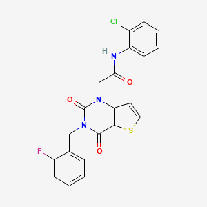 molecular formula C22H17ClFN3O3S B2769829 N-(2-chloro-6-methylphenyl)-2-{3-[(2-fluorophenyl)methyl]-2,4-dioxo-1H,2H,3H,4H-thieno[3,2-d]pyrimidin-1-yl}acetamide CAS No. 1252817-70-1