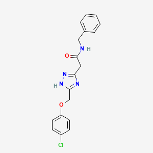 molecular formula C18H17ClN4O2 B2769833 N-benzyl-2-(3-((4-chlorophenoxy)methyl)-1H-1,2,4-triazol-5-yl)acetamide CAS No. 1049106-96-8