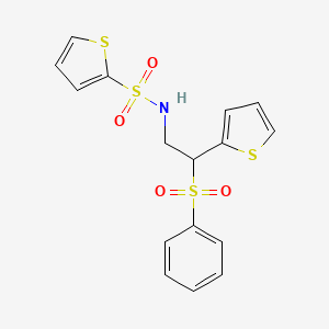 molecular formula C16H15NO4S4 B2769846 N-[2-(benzenesulfonyl)-2-(thiophen-2-yl)ethyl]thiophene-2-sulfonamide CAS No. 896341-12-1