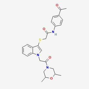 molecular formula C26H29N3O4S B2769853 N-(4-acetylphenyl)-2-((1-(2-(2,6-dimethylmorpholino)-2-oxoethyl)-1H-indol-3-yl)thio)acetamide CAS No. 893998-58-8