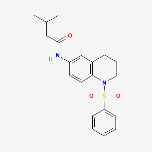 molecular formula C20H24N2O3S B2769862 N-[1-(benzenesulfonyl)-1,2,3,4-tetrahydroquinolin-6-yl]-3-methylbutanamide CAS No. 941916-10-5