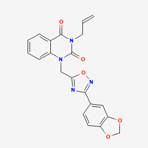 molecular formula C21H16N4O5 B2769866 1-{[3-(2H-1,3-benzodioxol-5-yl)-1,2,4-oxadiazol-5-yl]methyl}-3-(prop-2-en-1-yl)-1,2,3,4-tetrahydroquinazoline-2,4-dione CAS No. 1207023-93-5