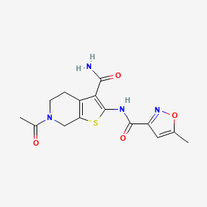 molecular formula C15H16N4O4S B2769938 N-(6-acetyl-3-carbamoyl-4,5,6,7-tetrahydrothieno[2,3-c]pyridin-2-yl)-5-methylisoxazole-3-carboxamide CAS No. 941903-25-9