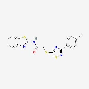 molecular formula C18H14N4OS3 B2769950 N-(benzo[d]thiazol-2-yl)-2-((3-(p-tolyl)-1,2,4-thiadiazol-5-yl)thio)acetamide CAS No. 864917-53-3