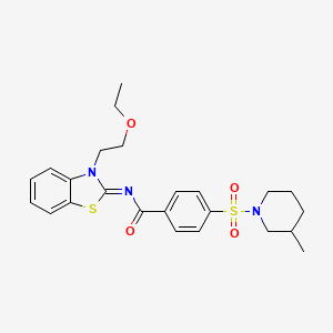 molecular formula C24H29N3O4S2 B2769957 N-[3-(2-ethoxyethyl)-1,3-benzothiazol-2-ylidene]-4-(3-methylpiperidin-1-yl)sulfonylbenzamide CAS No. 865162-46-5