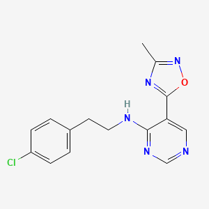 molecular formula C15H14ClN5O B2769959 N-[2-(4-chlorophenyl)ethyl]-5-(3-methyl-1,2,4-oxadiazol-5-yl)pyrimidin-4-amine CAS No. 2034392-93-1