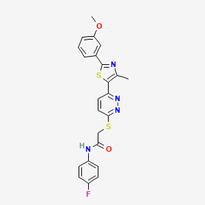 molecular formula C23H19FN4O2S2 B2769986 N-(4-fluorophenyl)-2-({6-[2-(3-methoxyphenyl)-4-methyl-1,3-thiazol-5-yl]pyridazin-3-yl}sulfanyl)acetamide CAS No. 923202-15-7