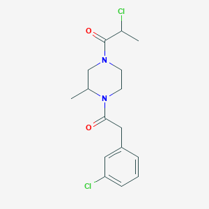 2-Chloro-1-[4-[2-(3-chlorophenyl)acetyl]-3-methylpiperazin-1-yl]propan-1-one