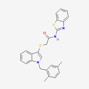 molecular formula C26H23N3OS2 B2769990 N-(benzo[d]thiazol-2-yl)-2-((1-(2,5-dimethylbenzyl)-1H-indol-3-yl)thio)acetamide CAS No. 681279-74-3