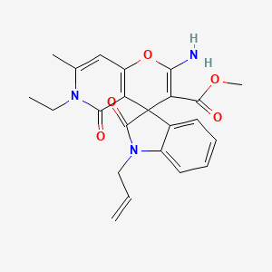 Methyl 2'-amino-6'-ethyl-7'-methyl-2,5'-dioxo-1-(prop-2-en-1-yl)-1,2,5',6'-tetrahydrospiro[indole-3,4'-pyrano[3,2-c]pyridine]-3'-carboxylate