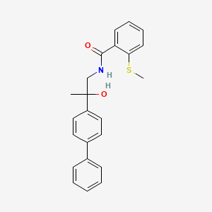 molecular formula C23H23NO2S B2770023 N-(2-([1,1'-biphenyl]-4-yl)-2-hydroxypropyl)-2-(methylthio)benzamide CAS No. 1396883-83-2