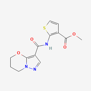 molecular formula C13H13N3O4S B2770030 methyl 2-(6,7-dihydro-5H-pyrazolo[5,1-b][1,3]oxazine-3-carboxamido)thiophene-3-carboxylate CAS No. 1428363-58-9