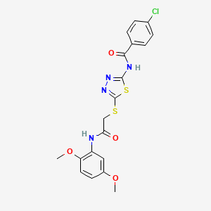 molecular formula C19H17ClN4O4S2 B2770040 4-chloro-N-(5-((2-((2,5-dimethoxyphenyl)amino)-2-oxoethyl)thio)-1,3,4-thiadiazol-2-yl)benzamide CAS No. 531540-66-6