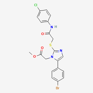 molecular formula C20H17BrClN3O3S B2770095 methyl 2-(5-(4-bromophenyl)-2-((2-((4-chlorophenyl)amino)-2-oxoethyl)thio)-1H-imidazol-1-yl)acetate CAS No. 1207022-01-2