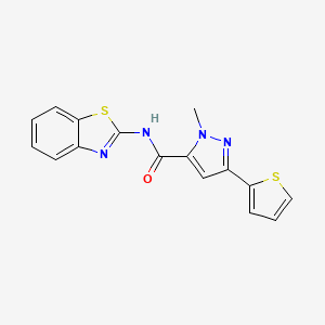 molecular formula C16H12N4OS2 B2770124 N-(benzo[d]thiazol-2-yl)-1-methyl-3-(thiophen-2-yl)-1H-pyrazole-5-carboxamide CAS No. 1226446-80-5
