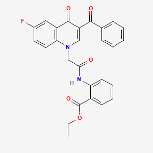 molecular formula C27H21FN2O5 B2770136 ethyl 2-({[6-fluoro-4-oxo-3-(phenylcarbonyl)quinolin-1(4H)-yl]acetyl}amino)benzoate CAS No. 1351821-32-3