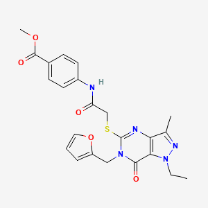 molecular formula C23H23N5O5S B2770137 methyl 4-[2-({1-ethyl-6-[(furan-2-yl)methyl]-3-methyl-7-oxo-1H,6H,7H-pyrazolo[4,3-d]pyrimidin-5-yl}sulfanyl)acetamido]benzoate CAS No. 1358710-79-8
