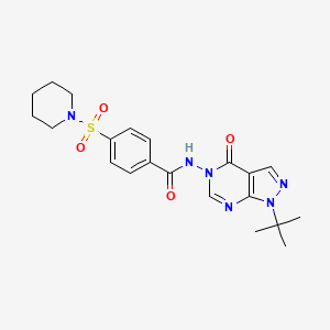 molecular formula C21H26N6O4S B2770150 N-(1-(tert-butyl)-4-oxo-1H-pyrazolo[3,4-d]pyrimidin-5(4H)-yl)-4-(piperidin-1-ylsulfonyl)benzamide CAS No. 941929-94-8