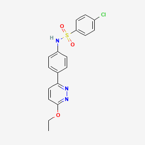 molecular formula C18H16ClN3O3S B2770153 4-chloro-N-[4-(6-ethoxypyridazin-3-yl)phenyl]benzene-1-sulfonamide CAS No. 906160-08-5