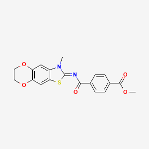 molecular formula C19H16N2O5S B2770188 methyl 4-{[(5E)-6-methyl-10,13-dioxa-4-thia-6-azatricyclo[7.4.0.0^{3,7}]trideca-1,3(7),8-trien-5-ylidene]carbamoyl}benzoate CAS No. 1321766-31-7