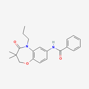 molecular formula C21H24N2O3 B2770206 N-(3,3-dimethyl-4-oxo-5-propyl-2,3,4,5-tetrahydro-1,5-benzoxazepin-7-yl)benzamide CAS No. 921864-72-4