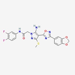 B2770230 2-(5-amino-4-(3-(benzo[d][1,3]dioxol-5-yl)-1,2,4-oxadiazol-5-yl)-3-(methylthio)-1H-pyrazol-1-yl)-N-(3,4-difluorophenyl)acetamide CAS No. 1019098-62-4