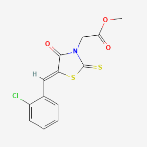 molecular formula C13H10ClNO3S2 B2770234 methyl 2-[(5Z)-5-[(2-chlorophenyl)methylidene]-4-oxo-2-sulfanylidene-1,3-thiazolidin-3-yl]acetate CAS No. 403829-36-7