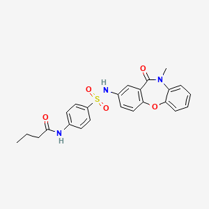 molecular formula C24H23N3O5S B2770245 N-(4-(N-(10-methyl-11-oxo-10,11-dihydrodibenzo[b,f][1,4]oxazepin-2-yl)sulfamoyl)phenyl)butyramide CAS No. 922061-70-9