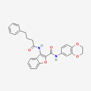 molecular formula C27H24N2O5 B2770246 N-(2,3-dihydro-1,4-benzodioxin-6-yl)-3-(4-phenylbutanamido)-1-benzofuran-2-carboxamide CAS No. 888468-56-2