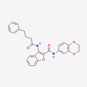 N-(2,3-dihydrobenzo[b][1,4]dioxin-6-yl)-3-(4-phenylbutanamido)benzofuran-2-carboxamide