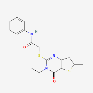 2-[(3-ethyl-6-methyl-4-oxo-6,7-dihydrothieno[3,2-d]pyrimidin-2-yl)sulfanyl]-N-phenylacetamide