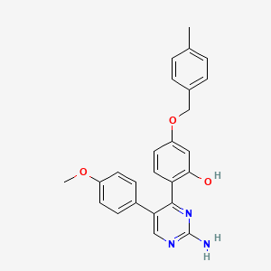 molecular formula C25H23N3O3 B2770261 2-[2-Amino-5-(4-methoxyphenyl)pyrimidin-4-YL]-5-[(4-methylphenyl)methoxy]phenol CAS No. 862485-90-3