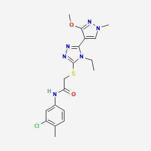 molecular formula C18H21ClN6O2S B2770265 N-(3-chloro-4-methylphenyl)-2-((4-ethyl-5-(3-methoxy-1-methyl-1H-pyrazol-4-yl)-4H-1,2,4-triazol-3-yl)thio)acetamide CAS No. 1014095-00-1
