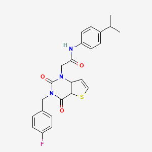molecular formula C24H22FN3O3S B2770272 2-{3-[(4-fluorophenyl)methyl]-2,4-dioxo-1H,2H,3H,4H-thieno[3,2-d]pyrimidin-1-yl}-N-[4-(propan-2-yl)phenyl]acetamide CAS No. 1252857-11-6