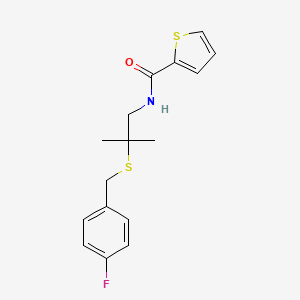 molecular formula C16H18FNOS2 B2770277 N-{2-[(4-fluorobenzyl)sulfanyl]-2-methylpropyl}-2-thiophenecarboxamide CAS No. 341967-50-8